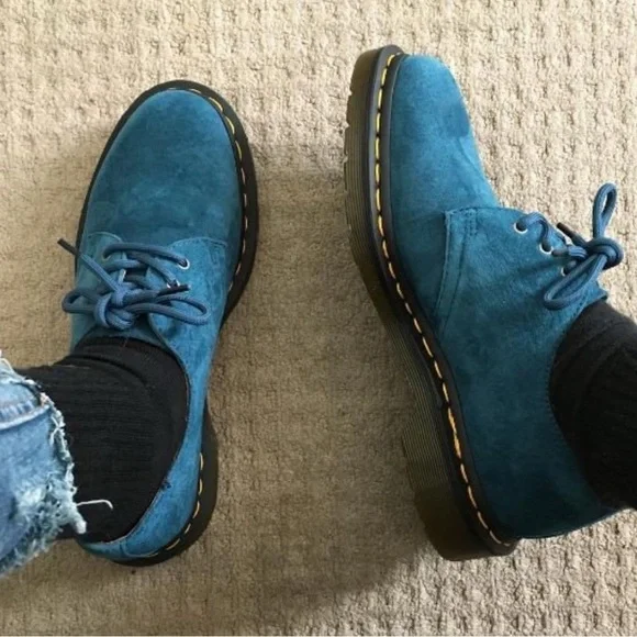 NWOB Dr Martens Men's 1461 Suede Oxford Shoes In Dark Green/Teal Size 10M